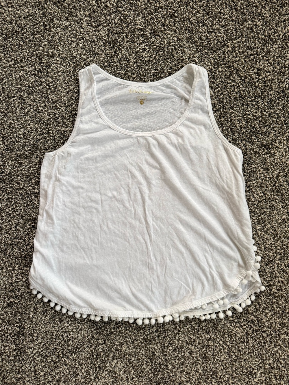 Lilly Pulitzer White Pom-Pom Hem Tank